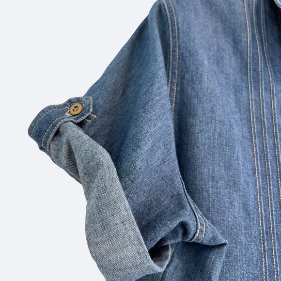 Vintage Womens Denim‎ Shirt Size 16 Bandana Patchwork Cowgirl Western - Picture 6 of 7